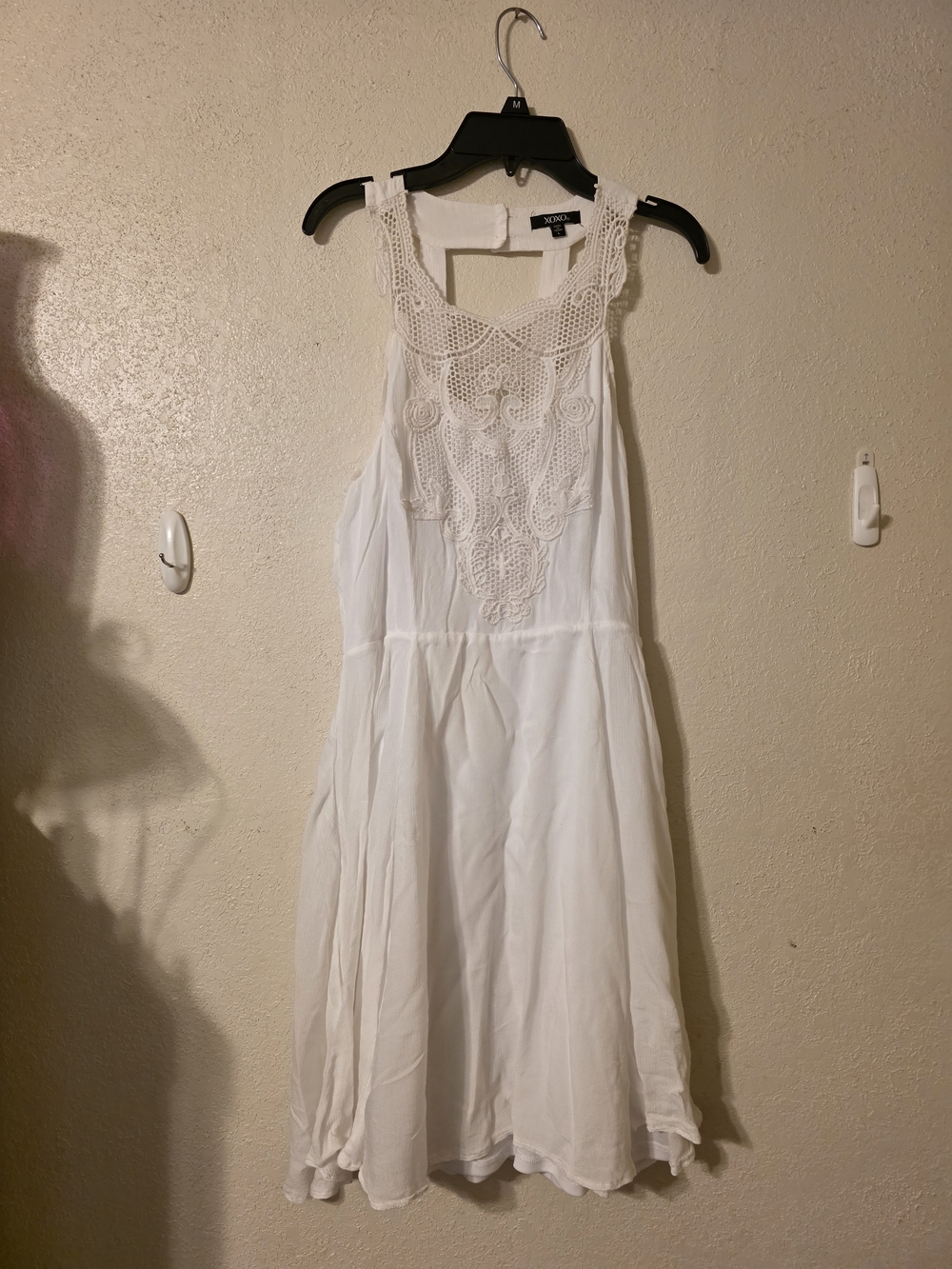 XOXO White Crochet Front Mini Dress